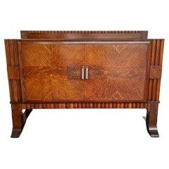 Art Deco Tiger Oak Wood Cabinet Buffet Sideboard Antique, 1930s