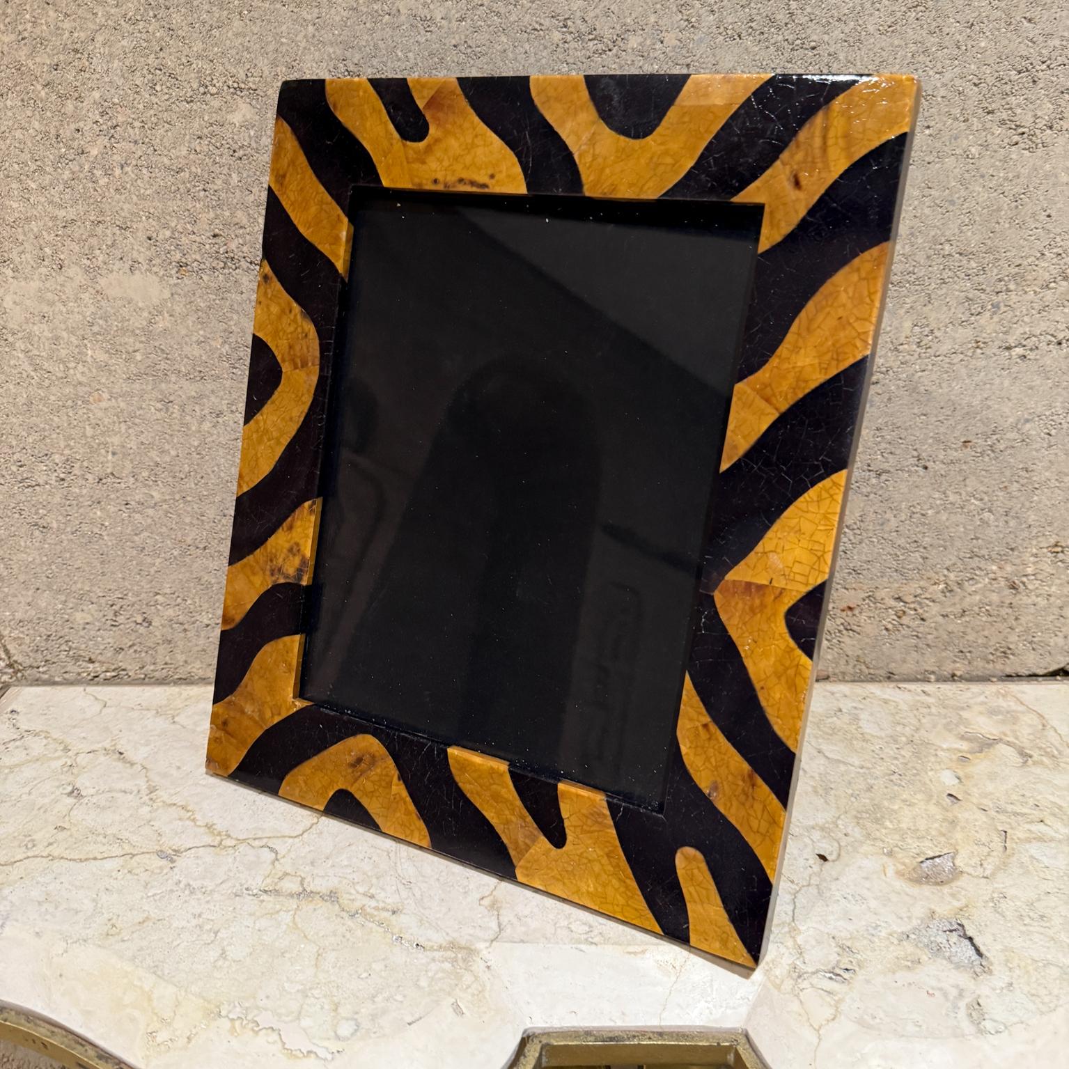 French Art Deco Tiger Pattern Tessellated  Egg Shell Stone Picture Frame For Sale