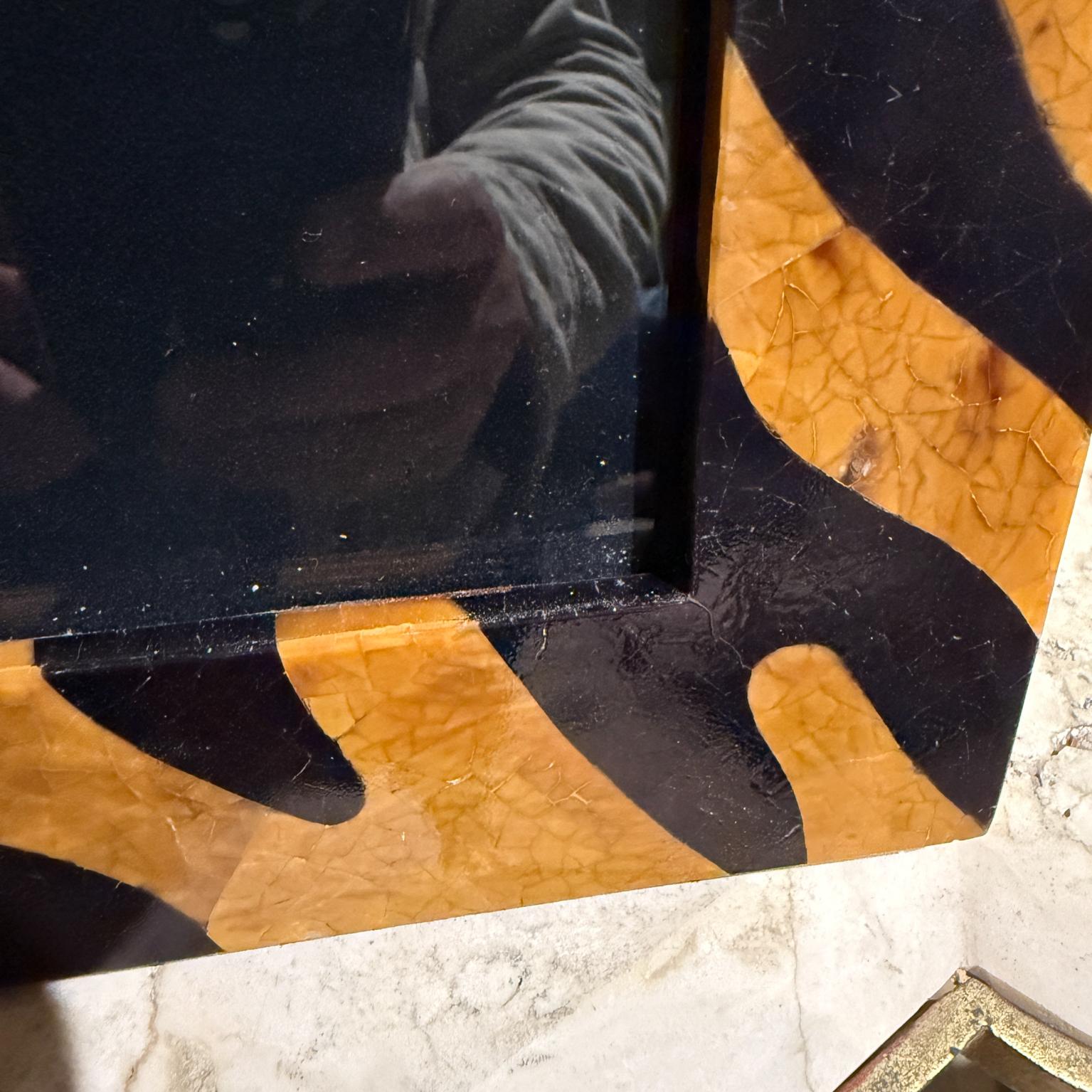Mid-20th Century Art Deco Tiger Pattern Tessellated  Egg Shell Stone Picture Frame For Sale