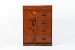 Art Deco Tiger Wood Dresser Cabinet, Vintage Streamline Modern 1940s