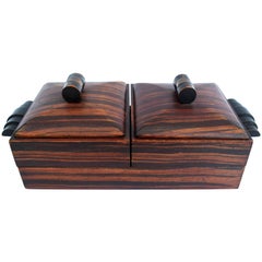 Art Deco Tiger Wood French Cigar Box, circa 1930s
