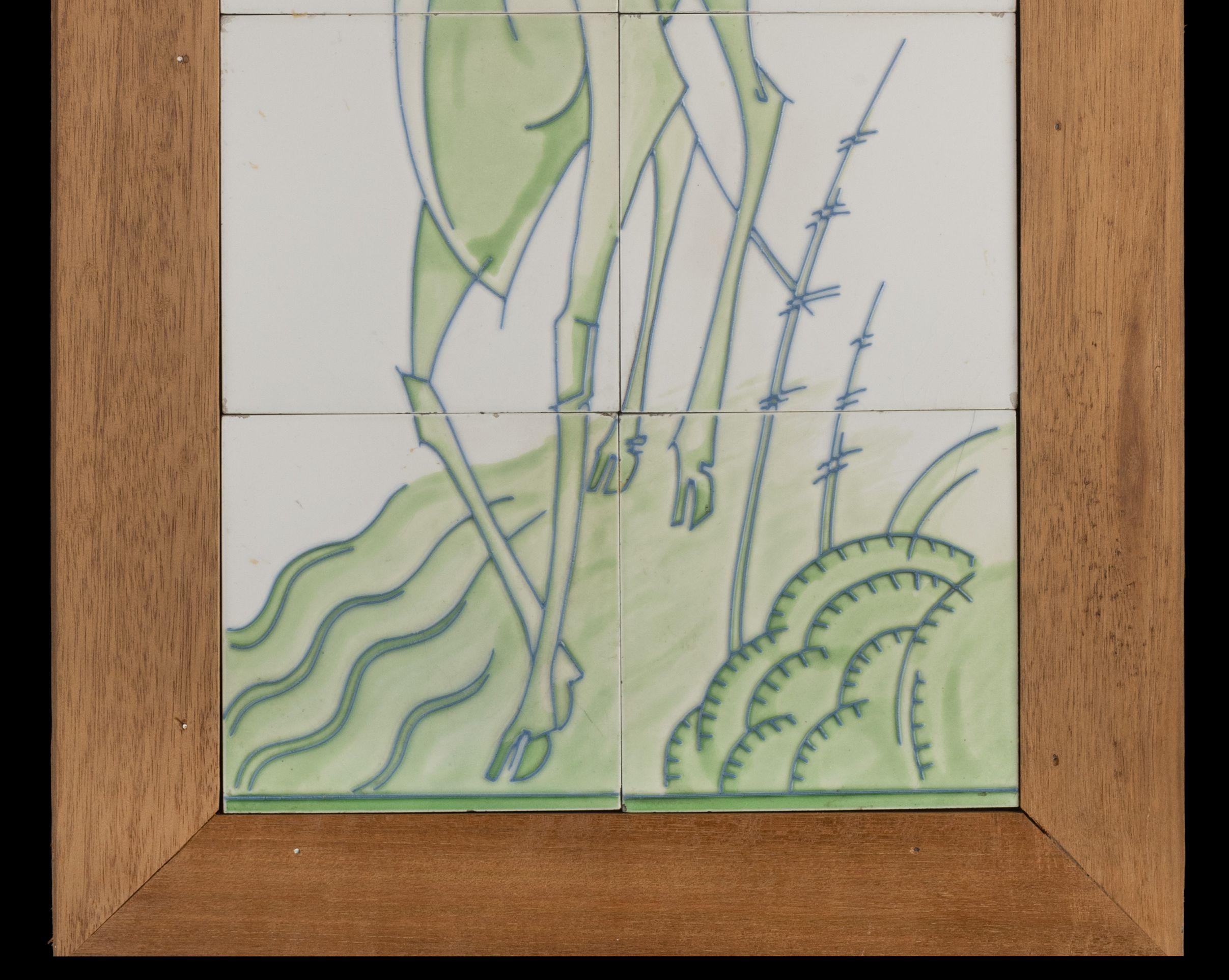 Art Deco Tile Panel Gilliot & Cie, Hemiksem, Belgium, C1925 In Fair Condition For Sale In Verviers, BE