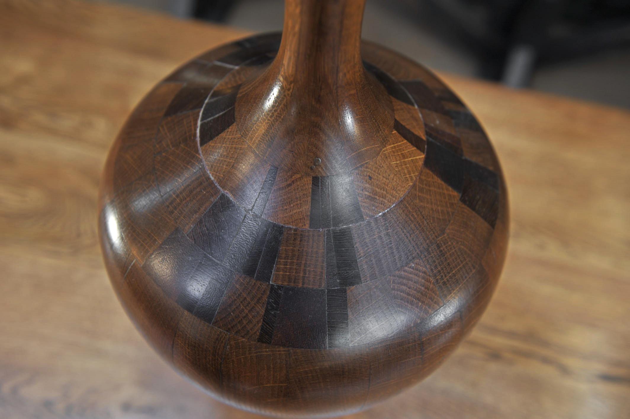  Art Déco Timber Vase by Belgium Manufacturer De Coene Frere For Sale 3
