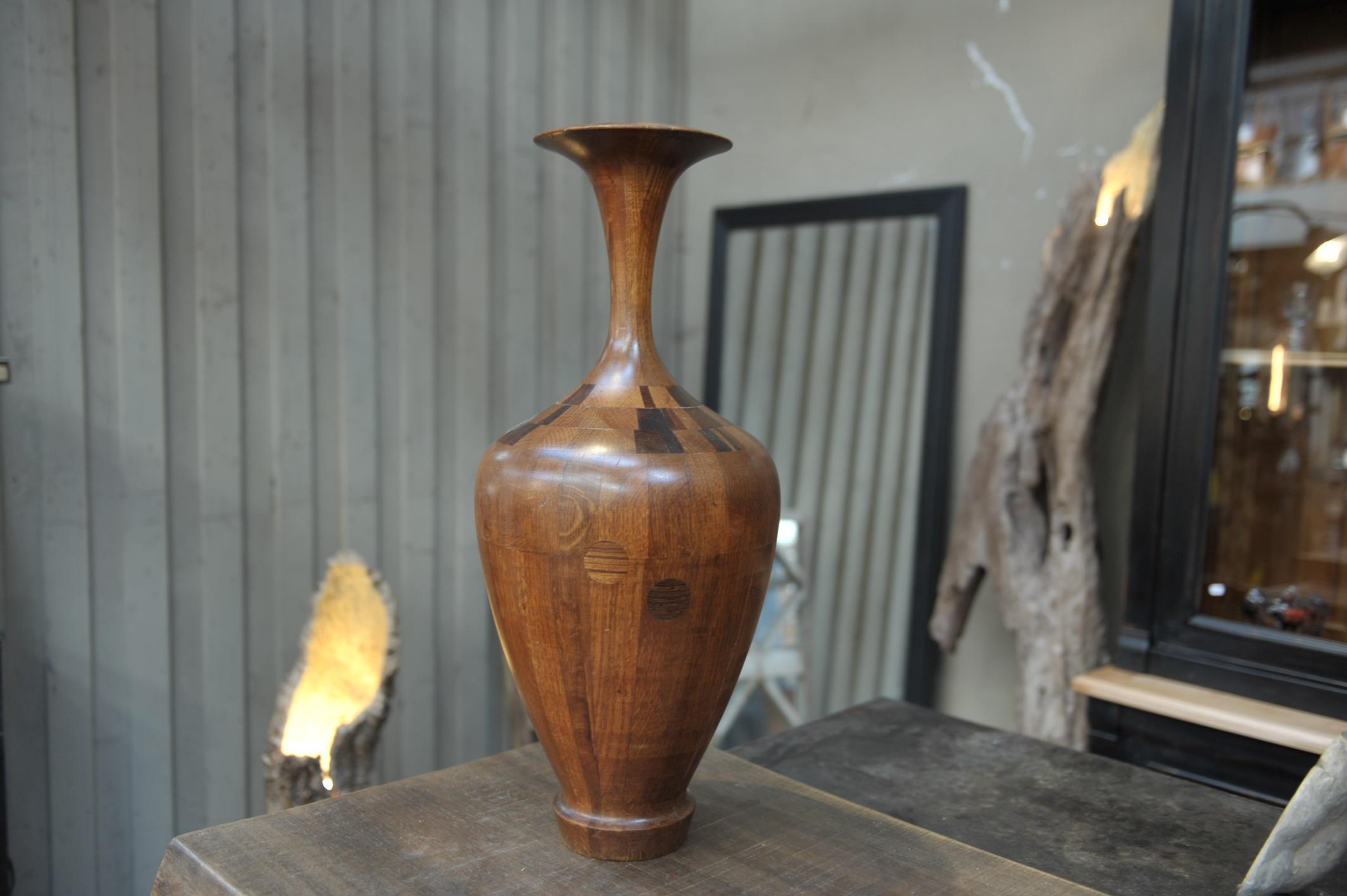  Art Déco Timber Vase by Belgium Manufacturer De Coene Frere For Sale 5