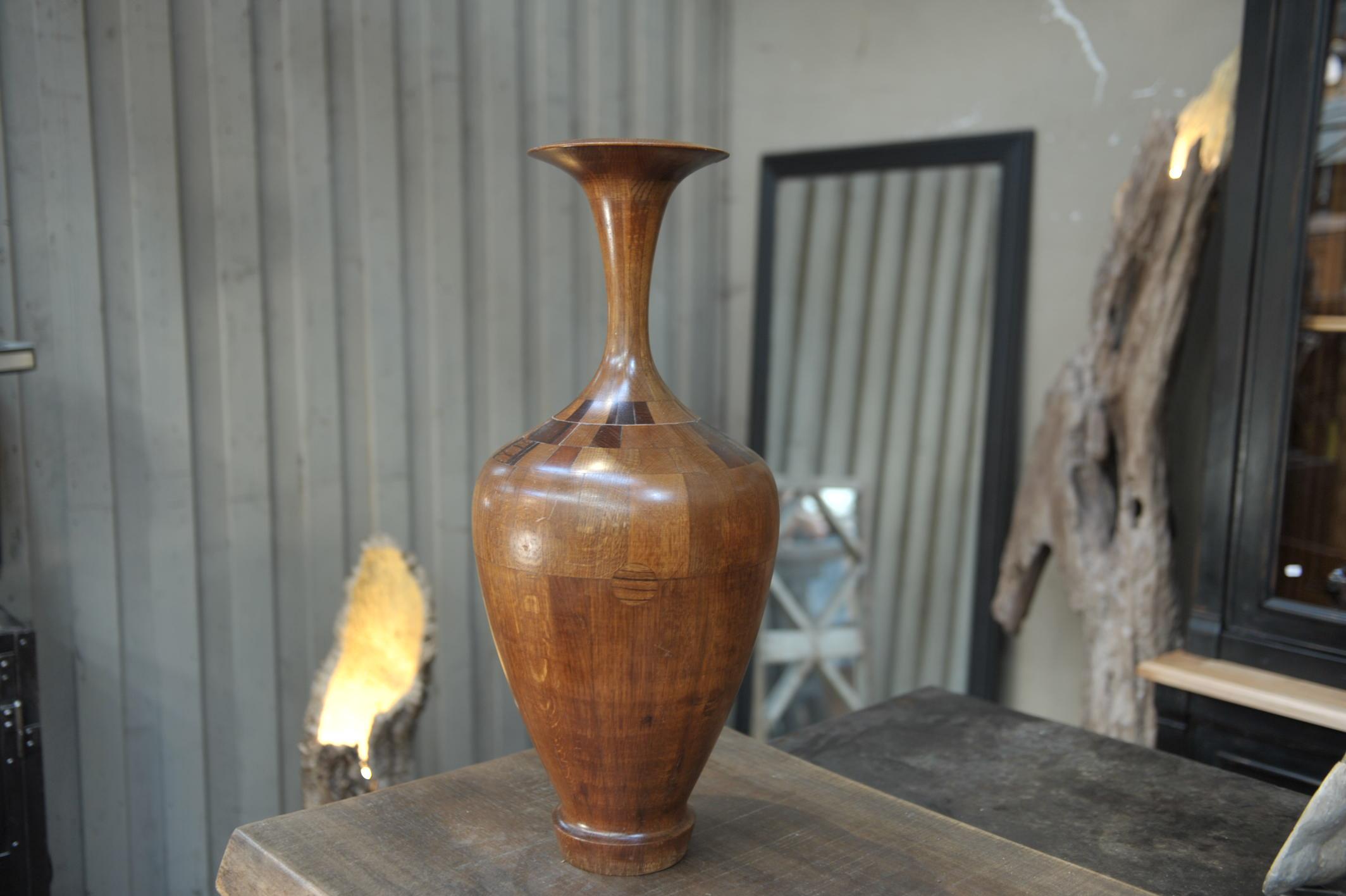 Art Déco Timber Vase by Belgium Manufacturer De Coene Frere For Sale 7