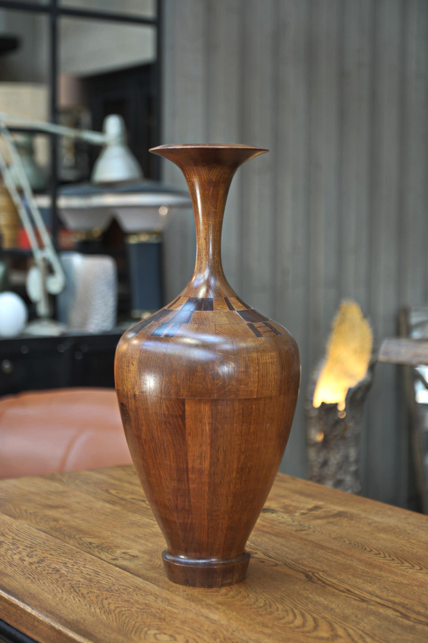  Art Déco Timber Vase by Belgium Manufacturer De Coene Frere For Sale 8