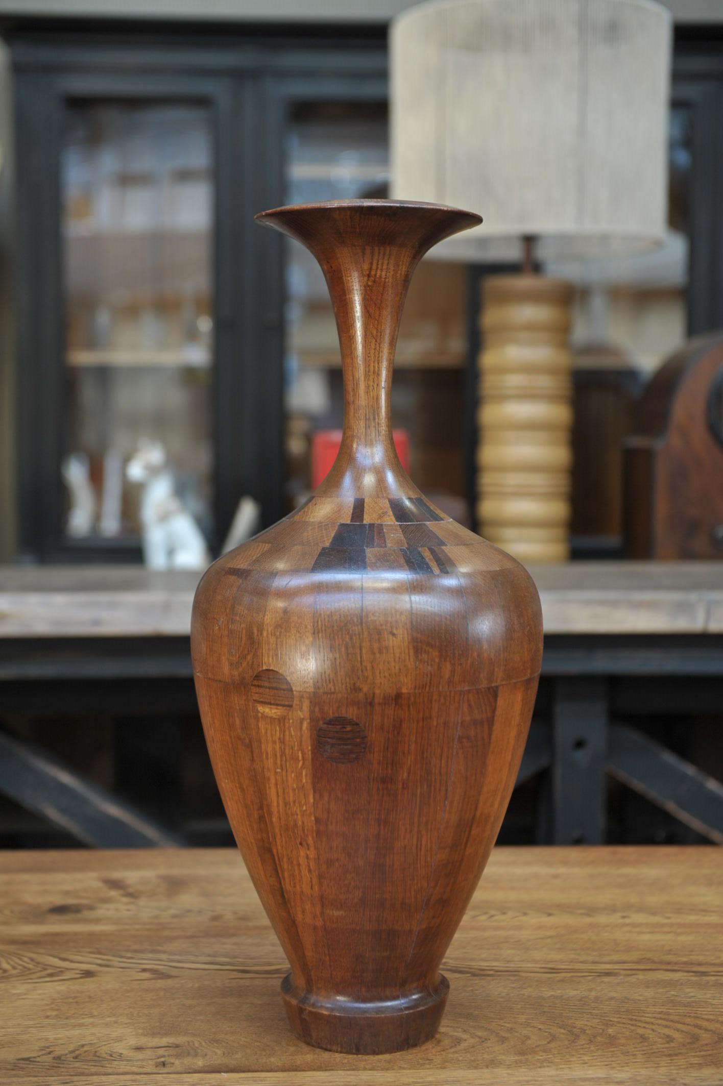  Art Déco Timber Vase by Belgium Manufacturer De Coene Frere In Good Condition For Sale In Roubaix, FR