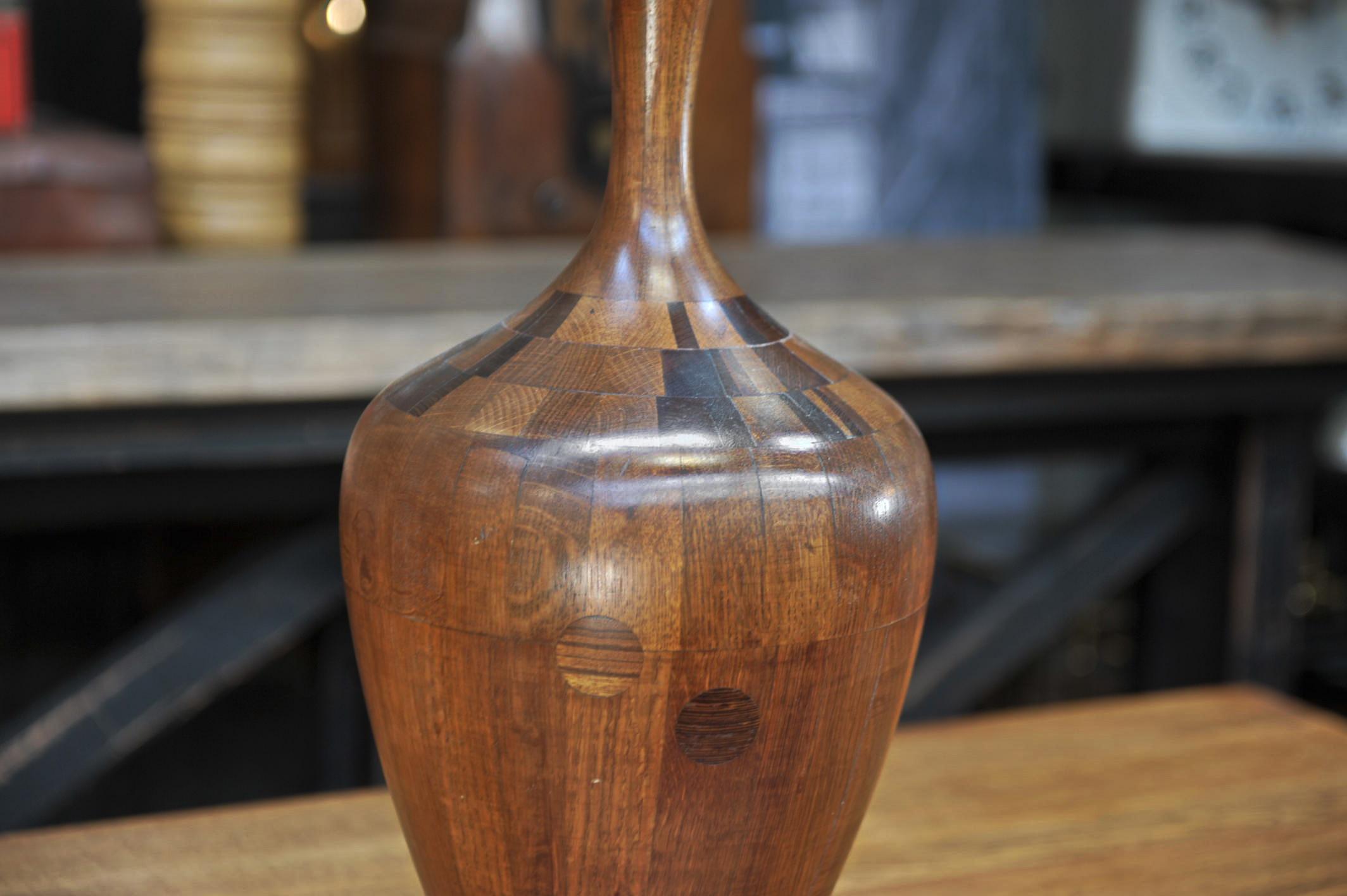 Mid-20th Century  Art Déco Timber Vase by Belgium Manufacturer De Coene Frere For Sale