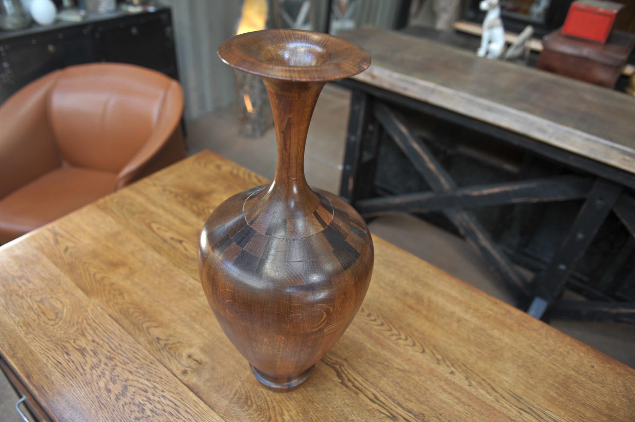  Art Déco Timber Vase by Belgium Manufacturer De Coene Frere For Sale 2