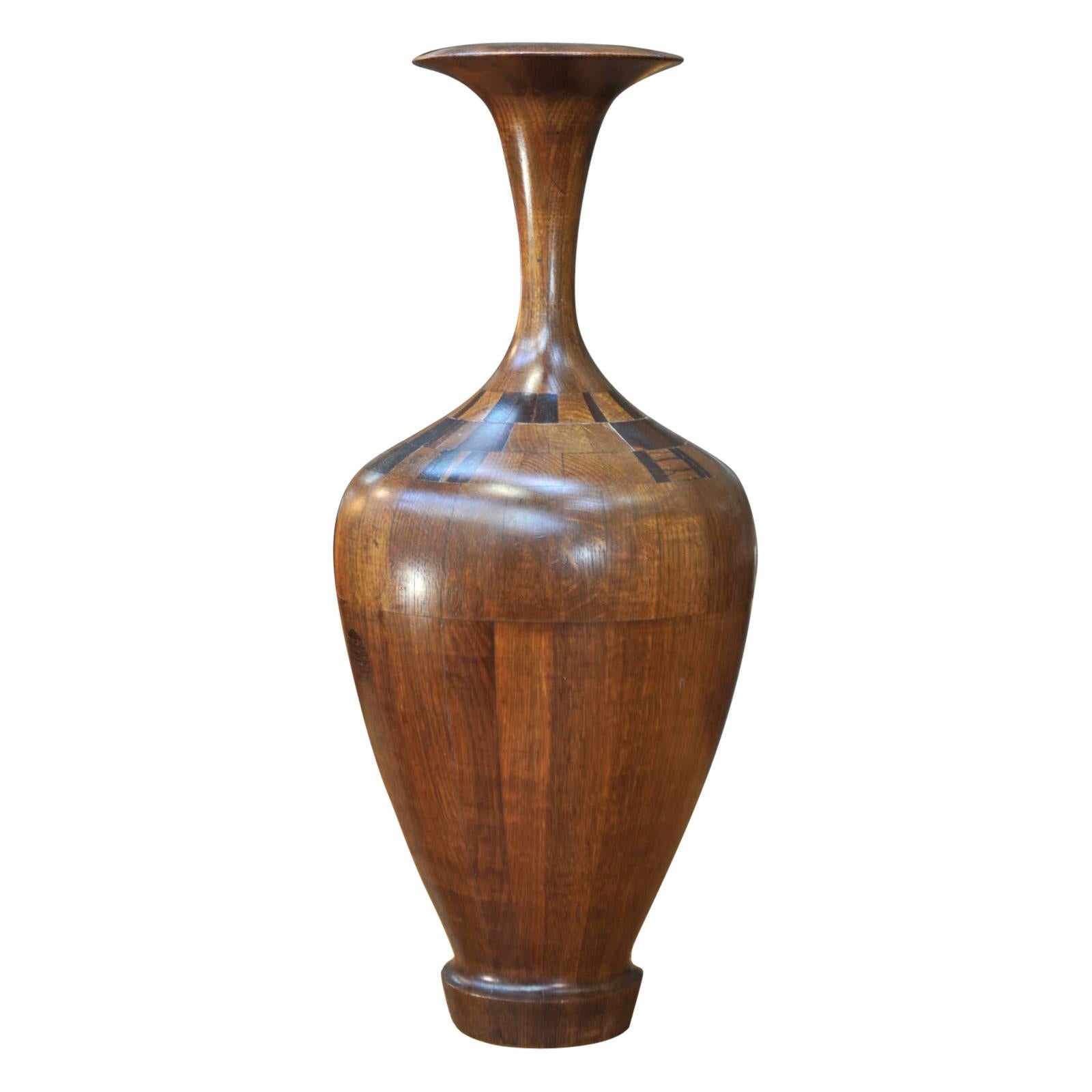  Art Déco Timber Vase by Belgium Manufacturer De Coene Frere For Sale