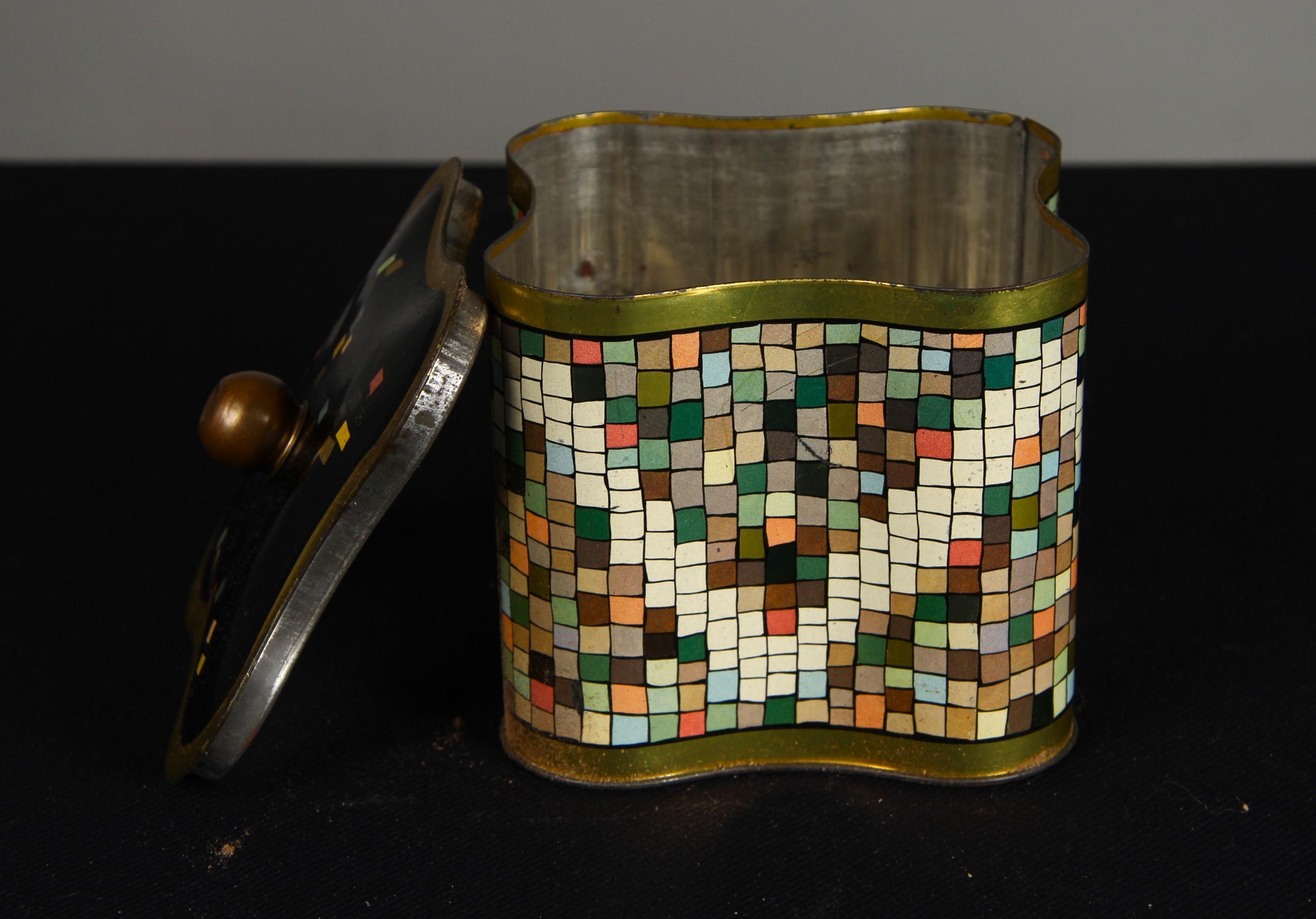 Art Deco Tin Box, Cookie Tin Box With Colourful Decor, France For Sale 1