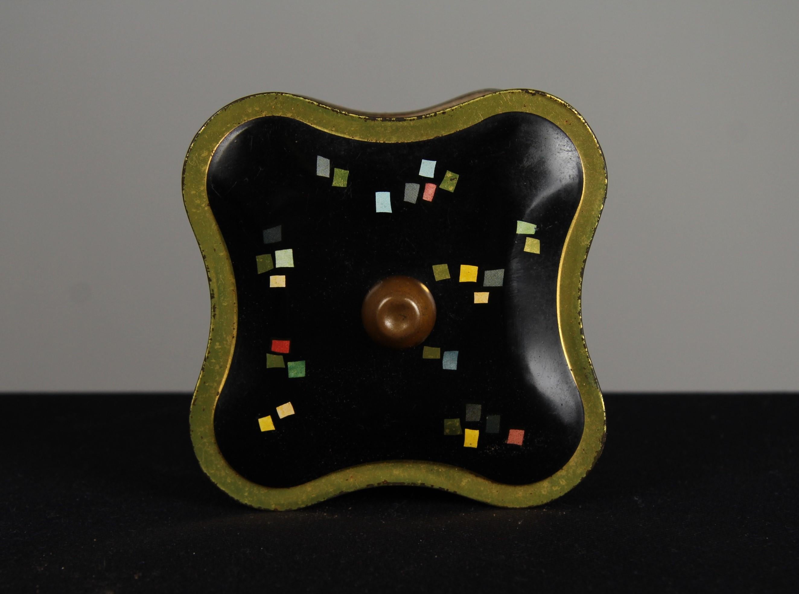Art Deco Tin Box, Cookie Tin Box With Colourful Decor, France For Sale 3