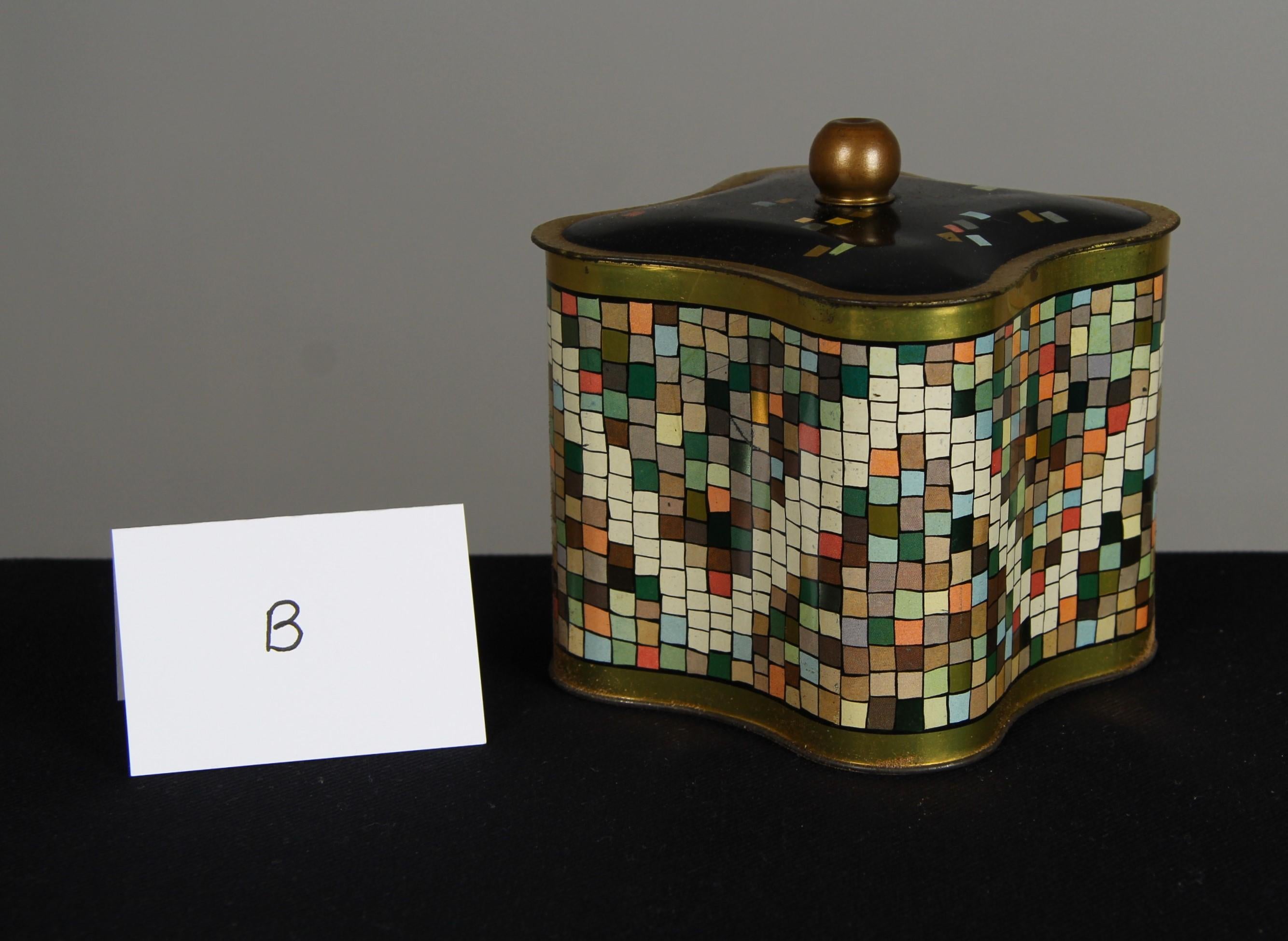 Art Deco Tin Box, Cookie Tin Box With Colourful Decor, France For Sale 4