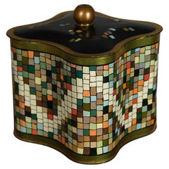 Tintenschachtel im Art déco-Stil, Cookie-Tin-Schachtel mit buntem Dekor, Frankreich
