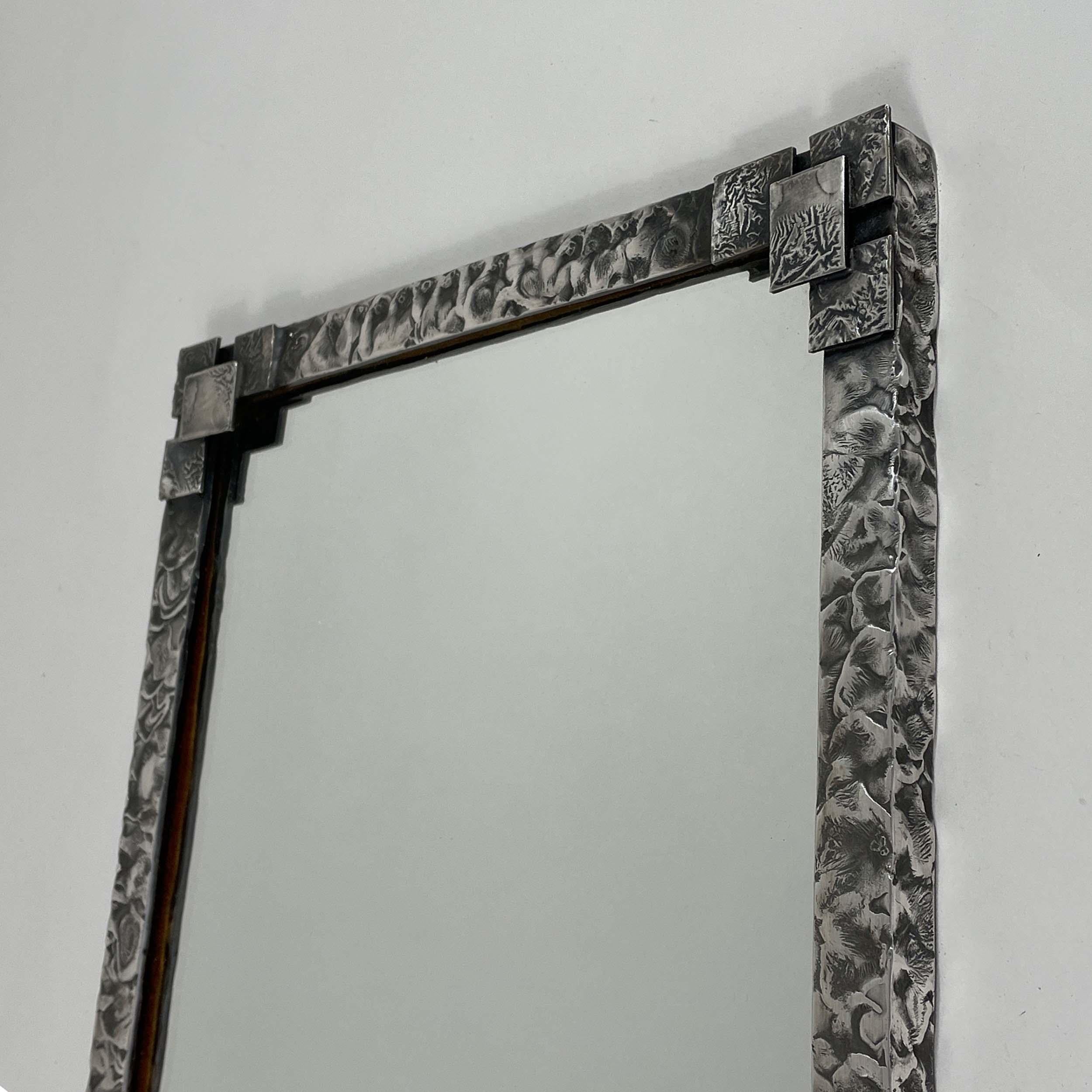 Art Deco Tin Pewter Mirror, Sweden 1940s For Sale 2