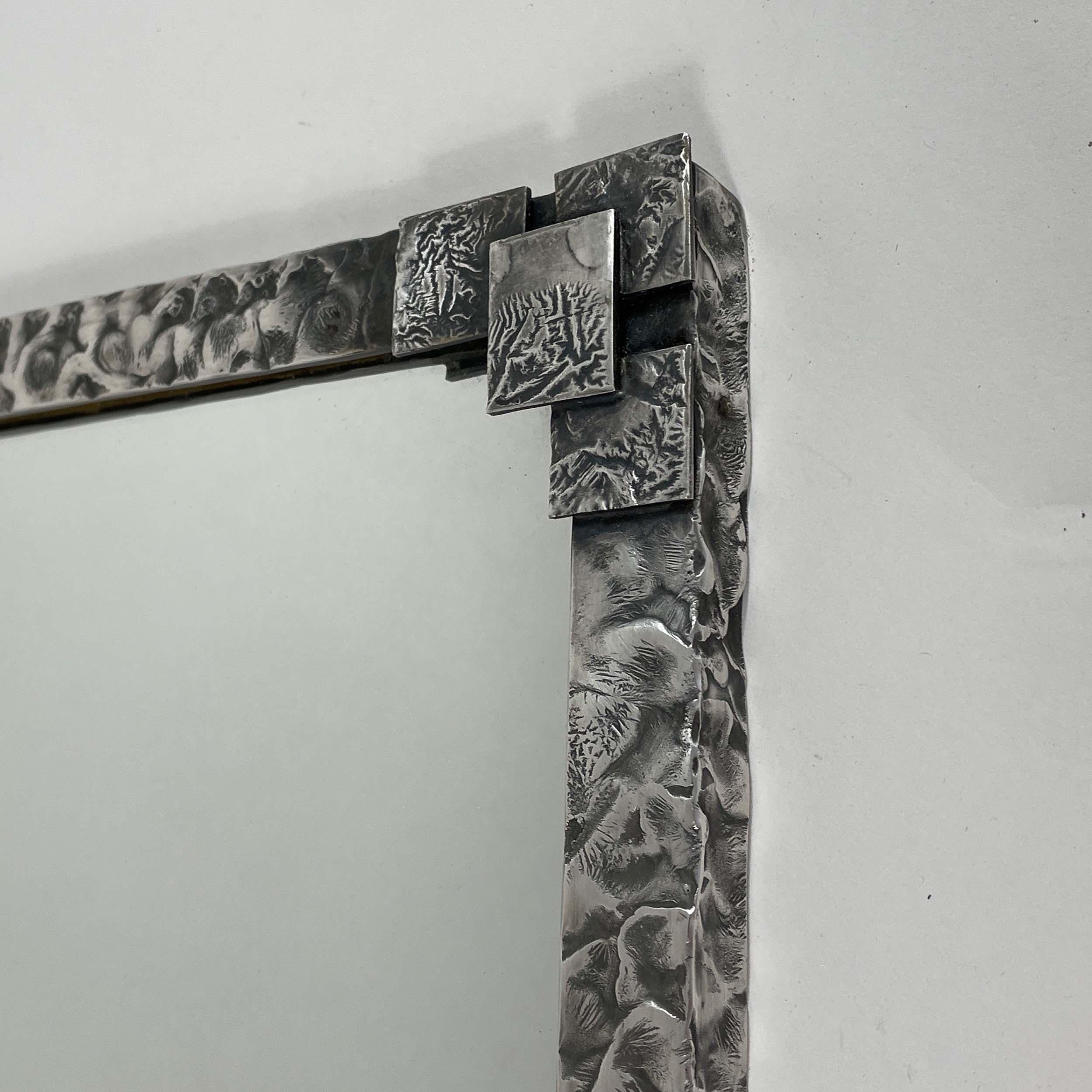 Art Deco Tin Pewter Mirror, Sweden 1940s For Sale 4