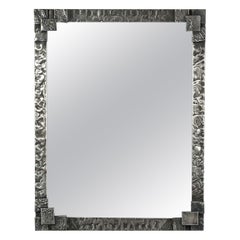 Art Deco Tin Pewter Mirror, Sweden 1940s