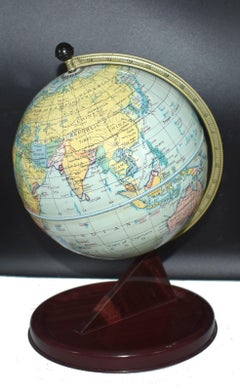 Art Deco Tin Plate World Globe, circa 1940s
