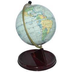 Art Deco Tin Plate World Globe, circa 1940s