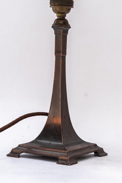 Lampe de table Art Déco en étain avec abat-jour en tissu vienne vers 1920