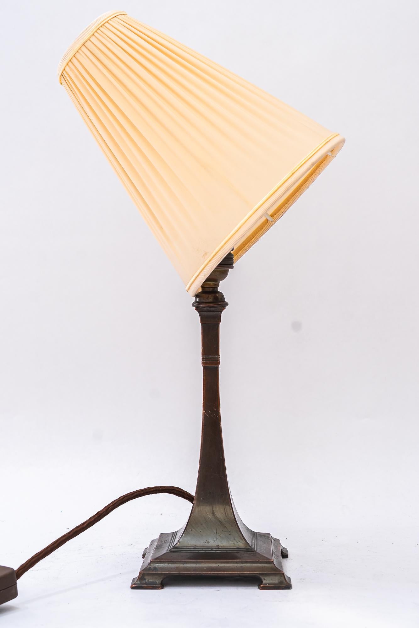Art Deco tin Table lamp with fabric shade vienna around 1920s For Sale 3