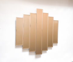 Art Deco Tinted Pink Brown Panel Wall Mirror 1980