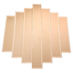 Art Deco Tinted Pink Brown Panel Wall Mirror 1980