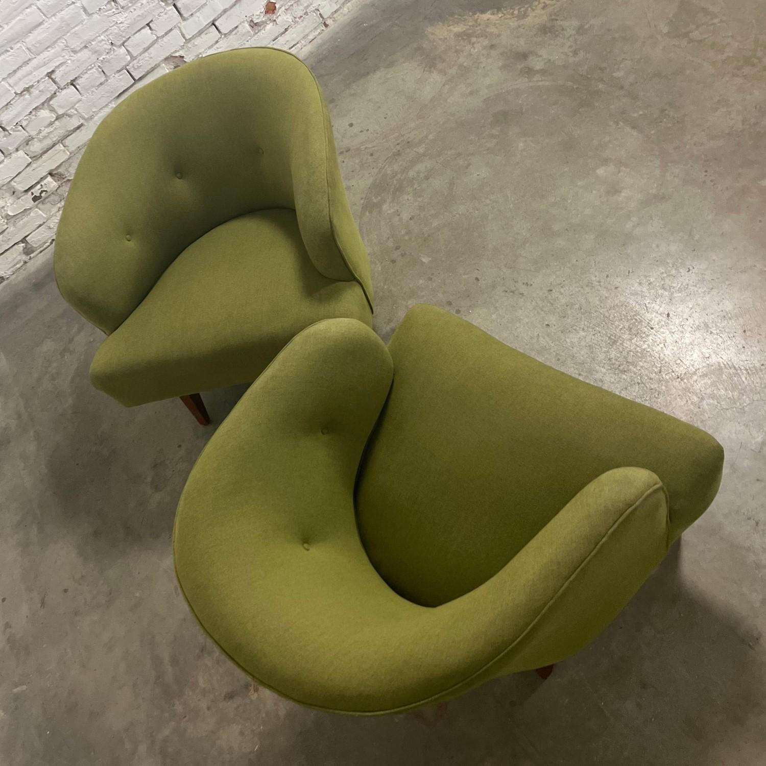 Ein Paar Art-Déco- oder Loungesessel im MCM-Stil mit grünem Eimer- oder Fass-Akzent oder Barrel-Stil im Angebot 7