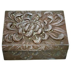 Art Deco Tobacco Cigarette Box in Pewter Wood Interior