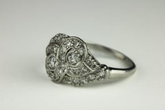 Art Deco Toi et Moi Diamond Cluster Bypass Ring