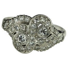 Art Deco Toi et Moi Diamond Cluster Bypass Ring