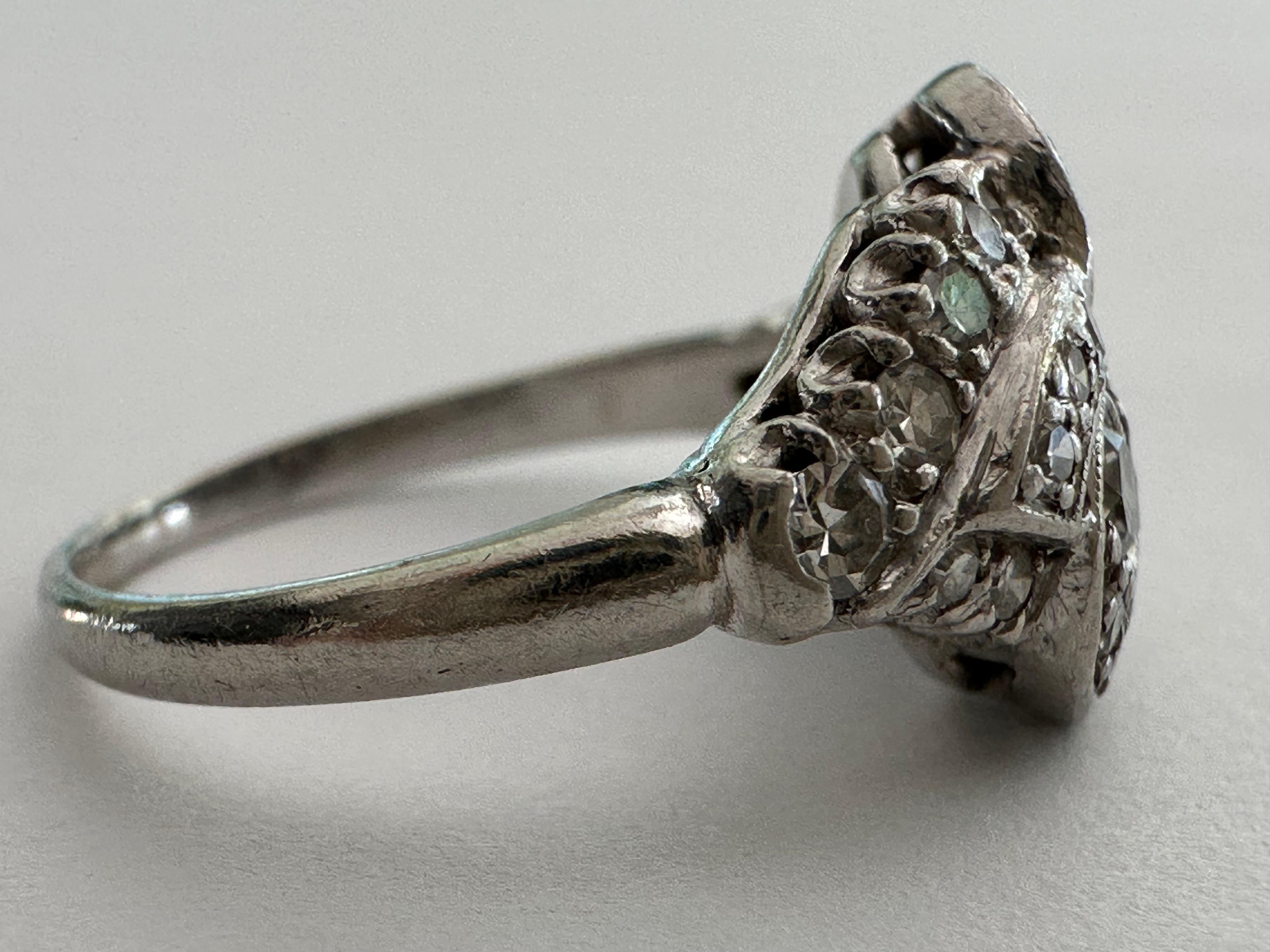 Anillo Art Decó Toi Et Moi Racimo de Diamantes en venta 1