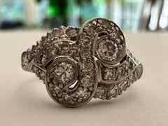 Anillo Art Decó Toi Et Moi Racimo de Diamantes