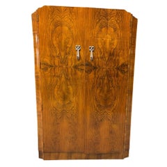 Art Deco "Tombstone" Walnut Men's Armoire by Raven Furniture
