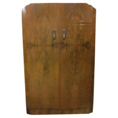 Used Art Deco "Tombstone" Walnut Men's Armoire by Raven Furniture