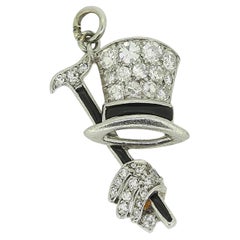 Art Deco Top Hat and Cane Pendant Charm