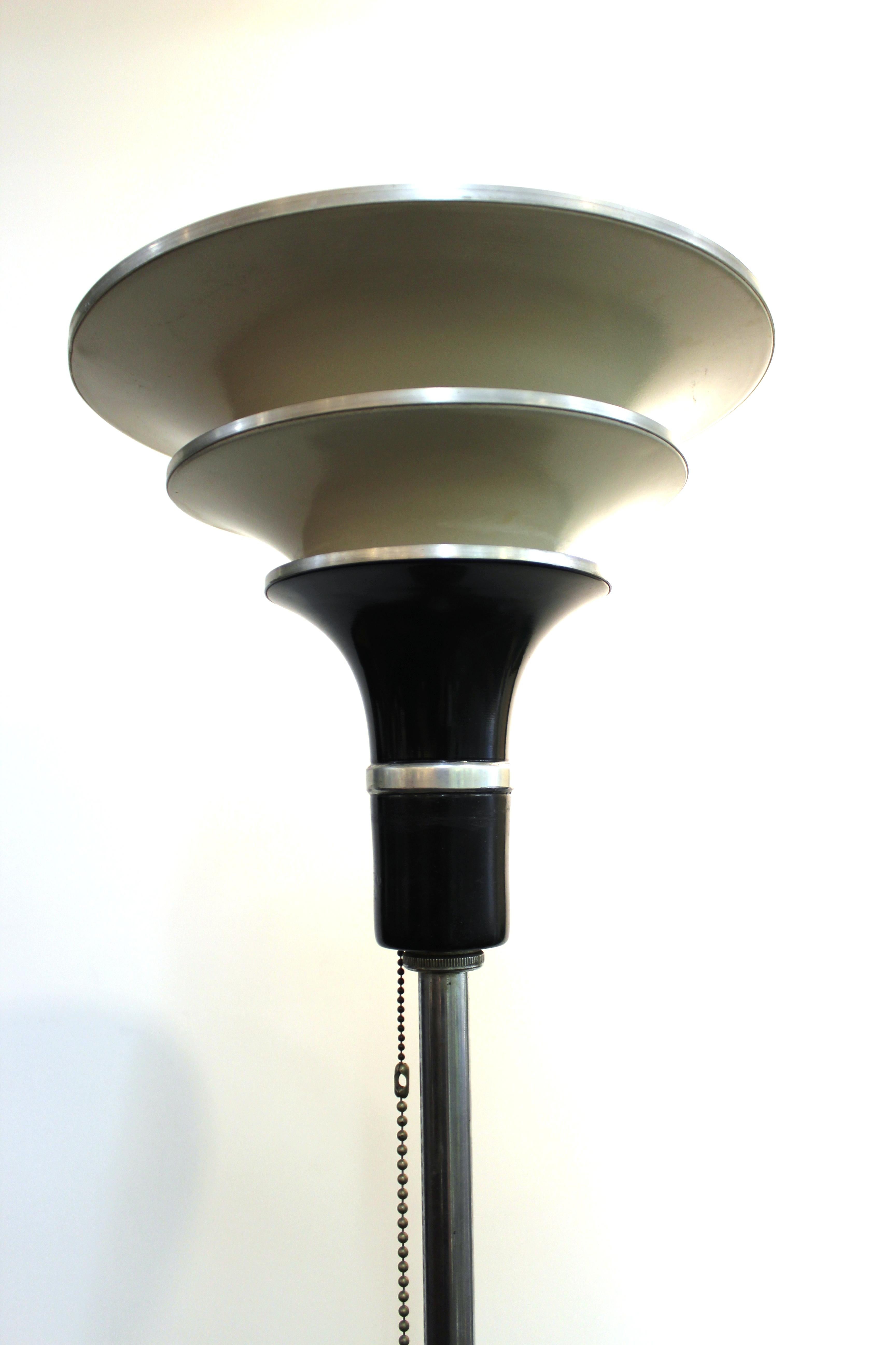 Metal Art Deco Torchiere Floor Lamp