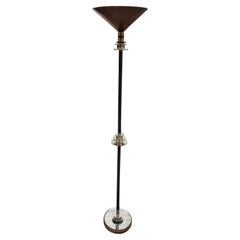 Art Deco Torchiere Floor Lamp with Stepped Mirror Design