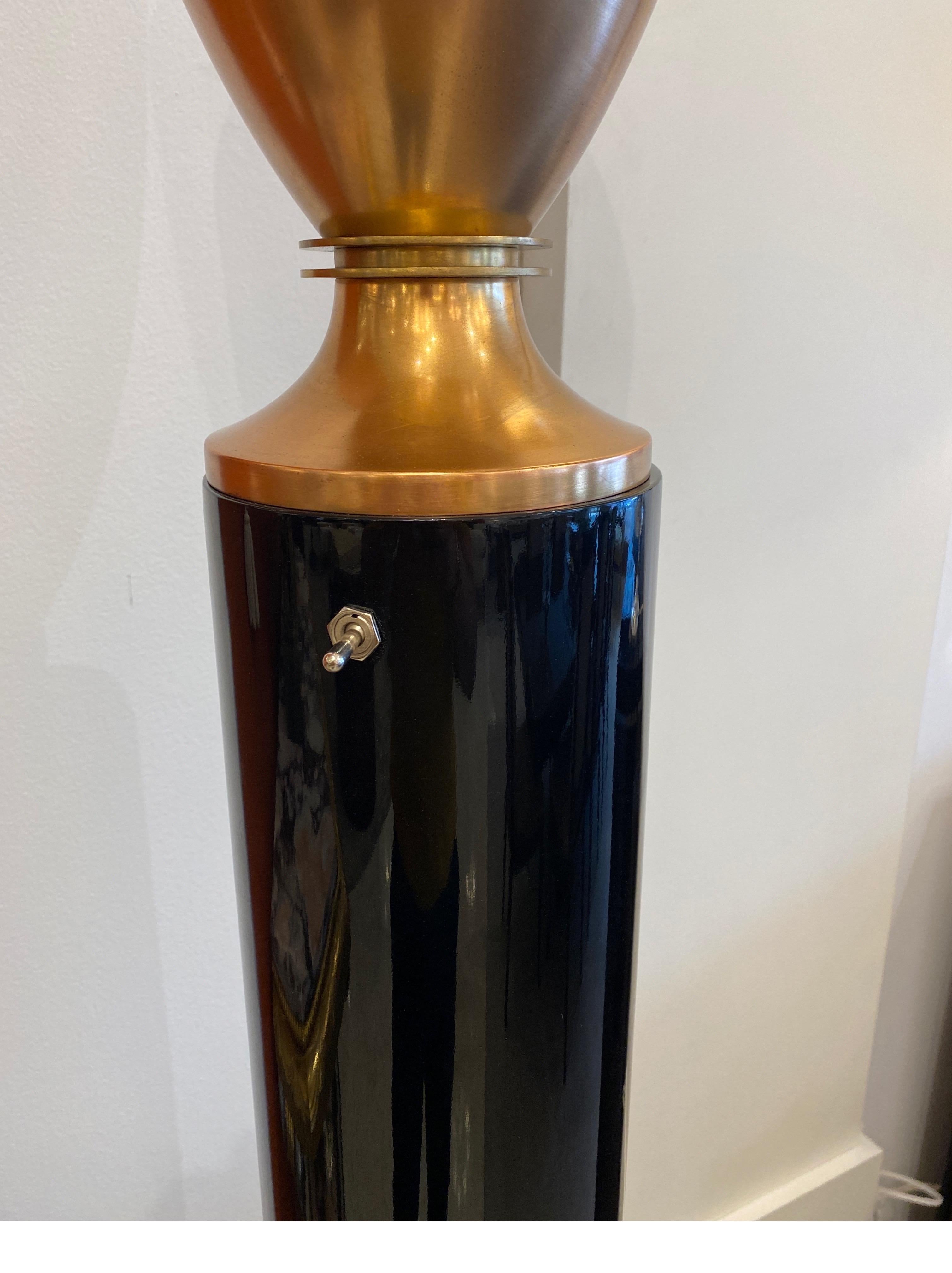 Ebonized Art Deco Torchiere Lamp