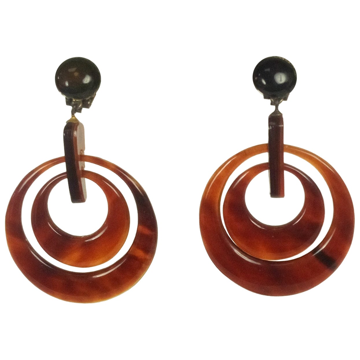 Art Deco Tortoiseshell Hoop Earrings