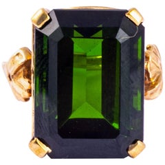 Art Deco Tourmaline and 9 Carat Gold Ring