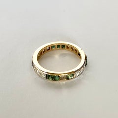 Art Deco Tourmaline and Diamond 18 Carat Gold Full Eternity Band