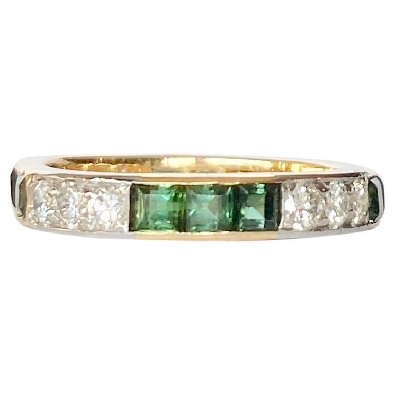 Art Deco Tourmaline and Diamond 18 Carat Gold Full Eternity Band For Sale
