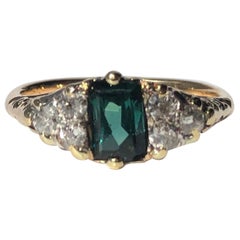 Art Deco Tourmaline and Diamond 18 Carat Gold Ring