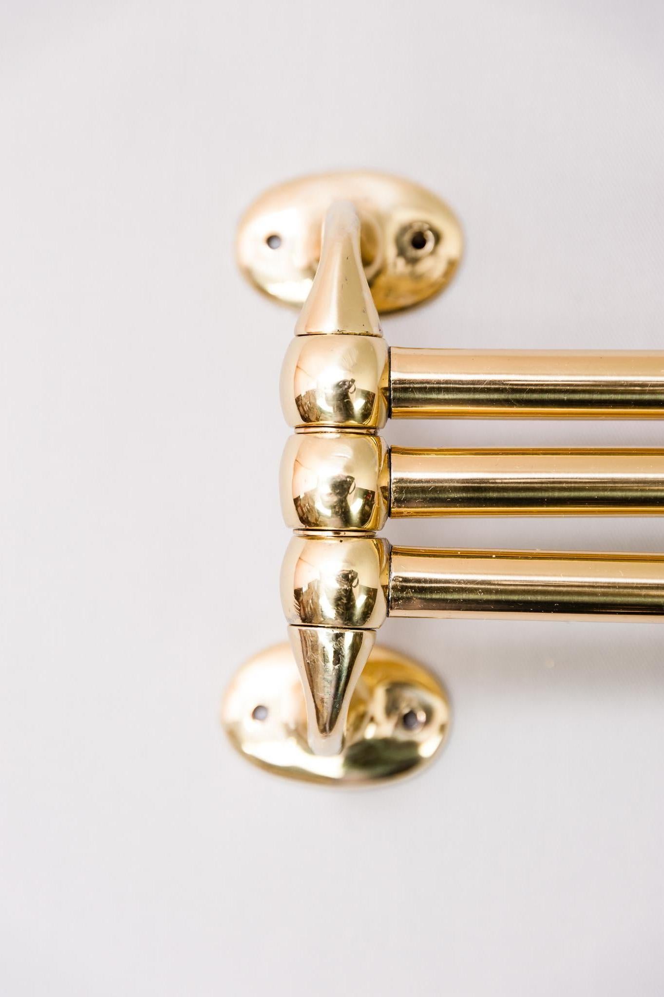 Art Deco towel holder, circa 1920s
Polished and stove enameled.