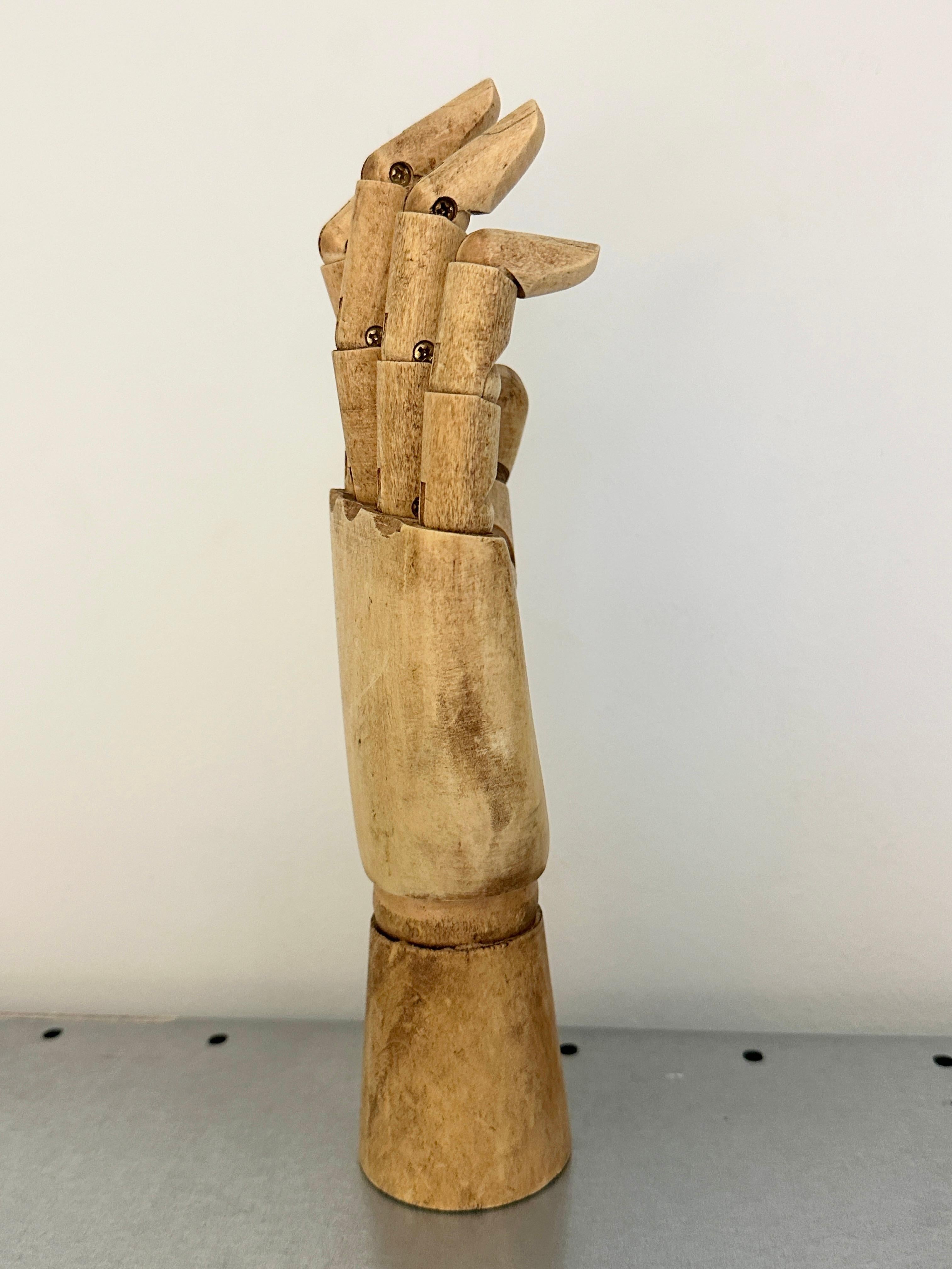 Austrian Art Deco Traditional Wooden Hand Large Artist Mannequin Scale Model For Sale