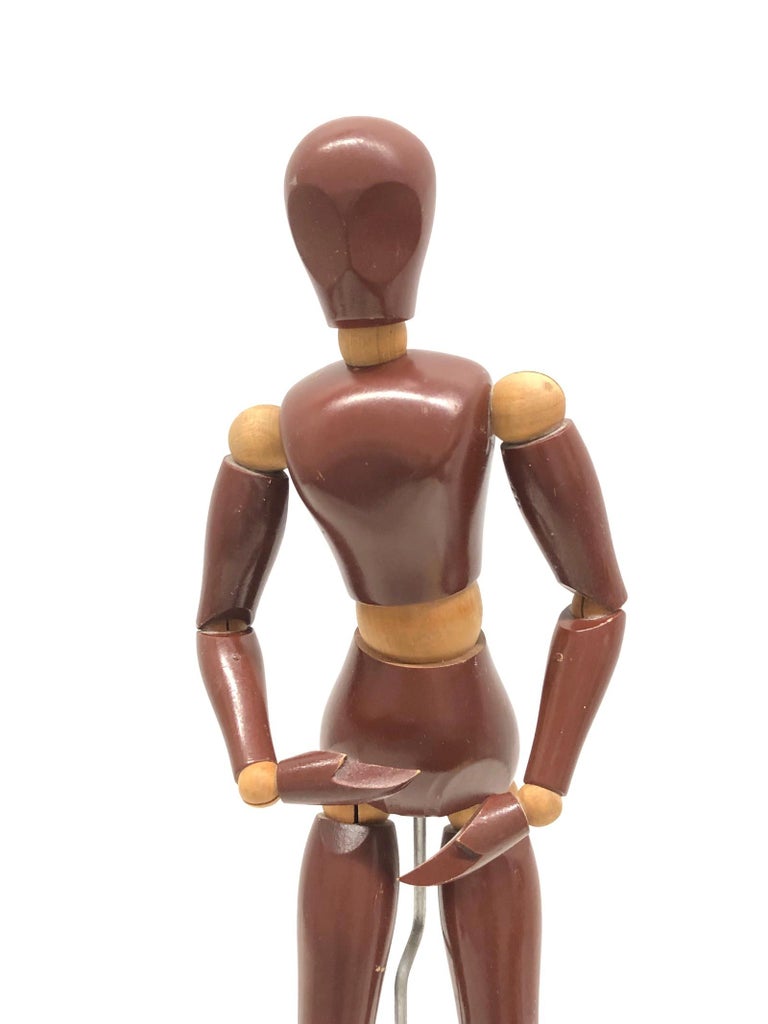Art Deco Traditional Wooden Large Artist Mannequin Model at 1stDibs