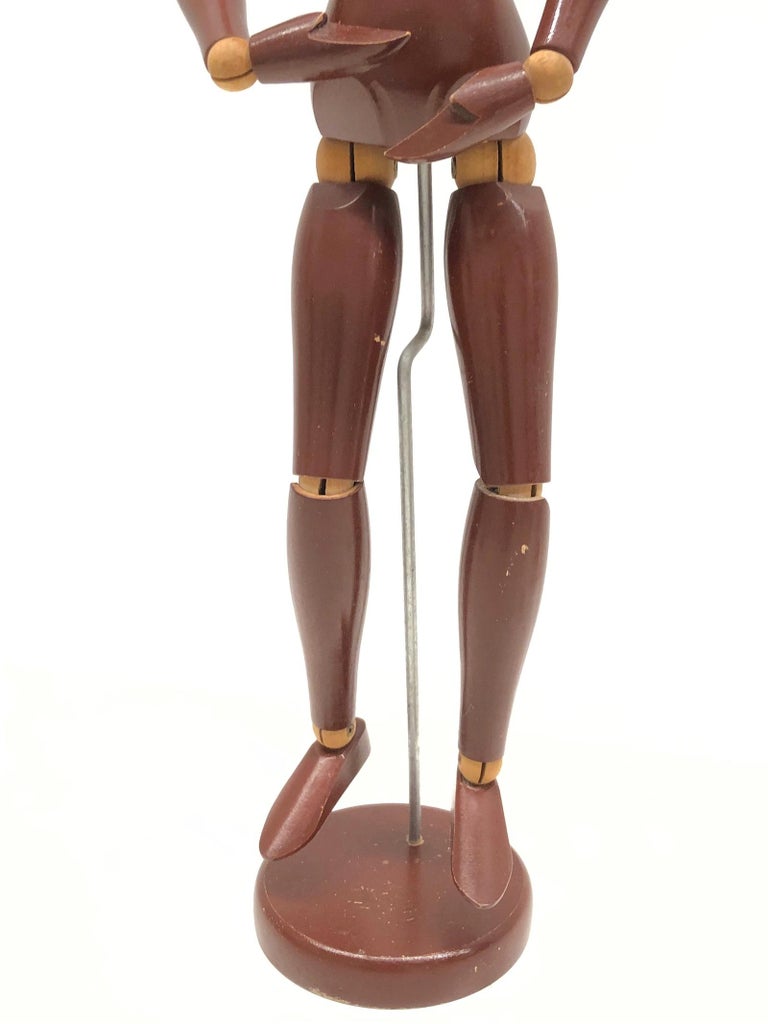 Art Deco Traditional Wooden Large Artist Mannequin Model at 1stDibs