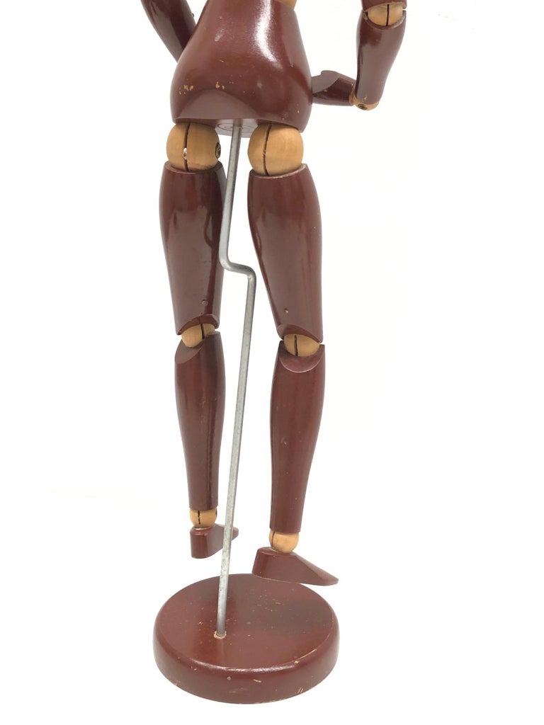 Art Deco Traditional Wooden Large Artist Mannequin Model at 1stDibs