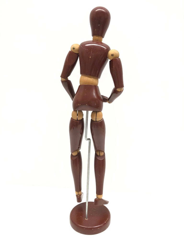 Art Deco Traditional Wooden Large Artist Mannequin Model at 1stDibs